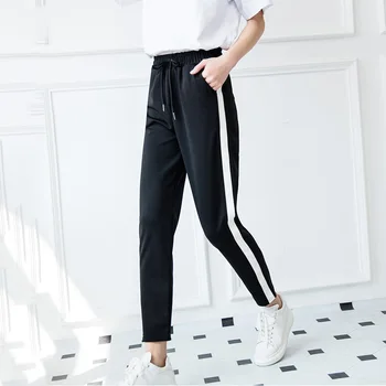 

Loose Pants For Women 2020 spring/Fall Fashion Winter Pants Women Grey Trousers Mid Waist Drawstring Patch Peg Casual Long Pants