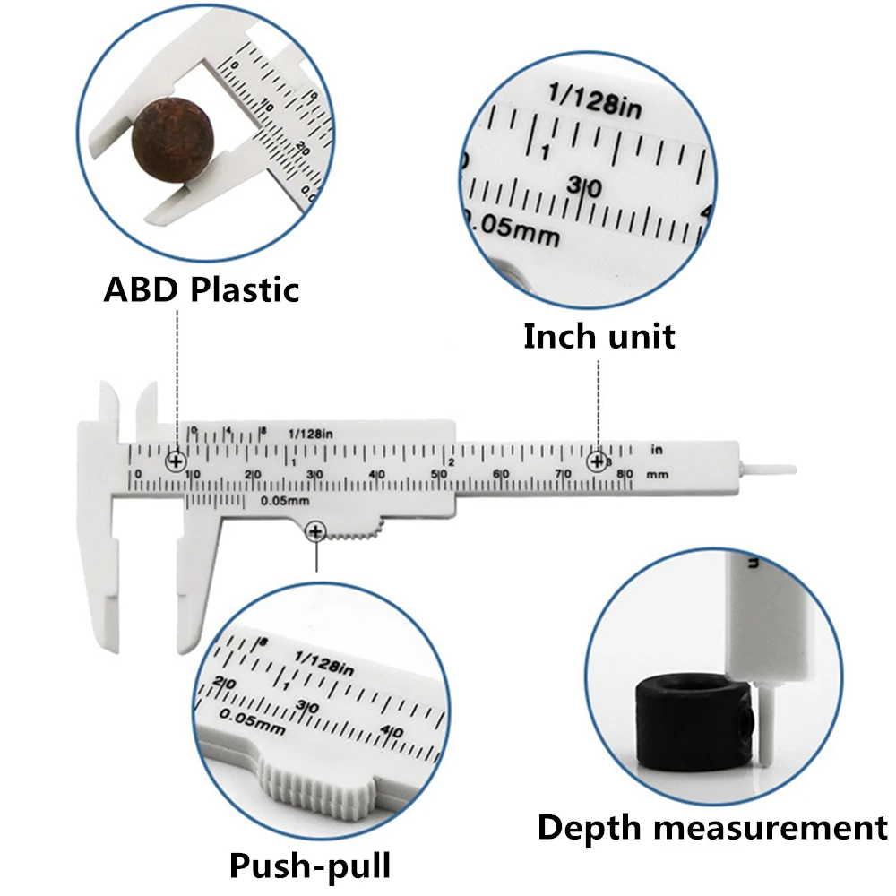 80 мм мини пластиковый раздвижной штангенциркуль прибор измерение инструмент линейка-микрометр ручной инструмент