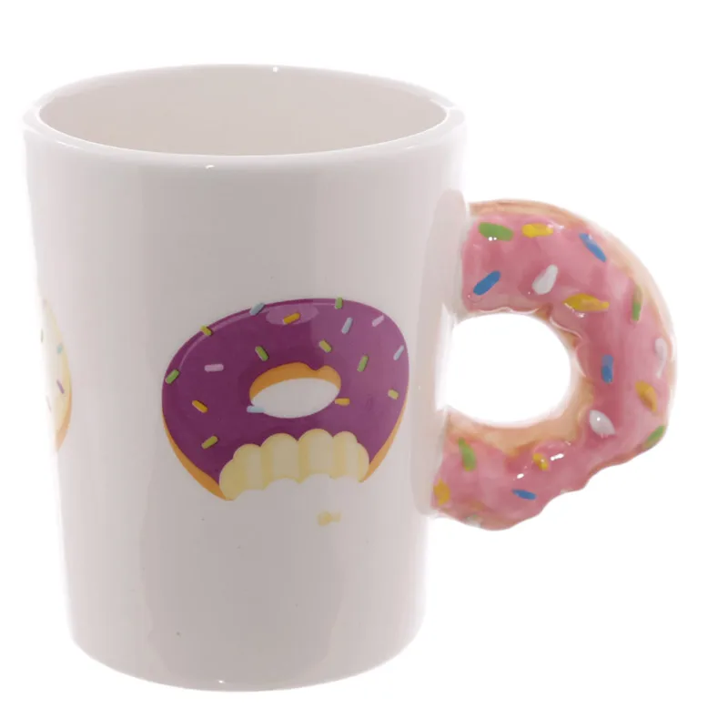

1Piece Creative Ceramic Mugs Kawaii Donut Mug Hot Cocoa Lover Tea Coffee Mug Personalized Gift Day Present Doughnut Donuts