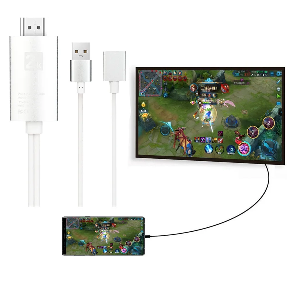 3 in1 USB to HDMI Cable 2K HD 1080P HDTV TV AV Adapter Cable Cord for iPhone XS XS MAXXR  Supports Mirroring 40JUL17 (2)