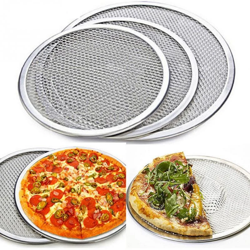 Алюминиевая сетка гриль круглой формы для пиццы, пирога, выпечки, сетчатый поднос, набор кухонных печей, утолщенное Приготовление выпечки, инструменты, принадлежности для барбекю