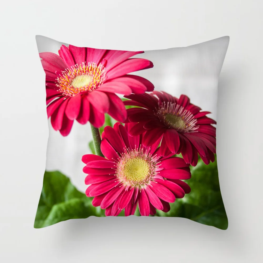 Fuwatacchi Sunflower Cushion Cover Pink Yellow Sunflower Pillow Cover for Home Sofa Chair Decorative Pillows Square Pillowcases