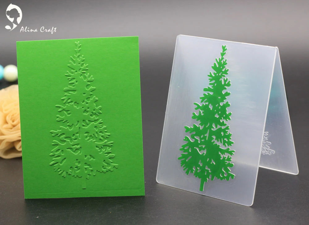 

AlinaCraft 10x7.5cm Christmas tree plastic embossing folder for DIY scrapbook card envelop album frame decoration template