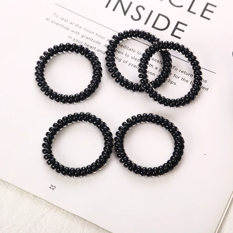 10 pcs الأسود اللثة ل إكسسوارات الشعر رابطة شعر مستديرة Traceless النساء الصمغ مرونة العصابات الشعر للنساء الصمغ سلك الهاتف Scrunchy