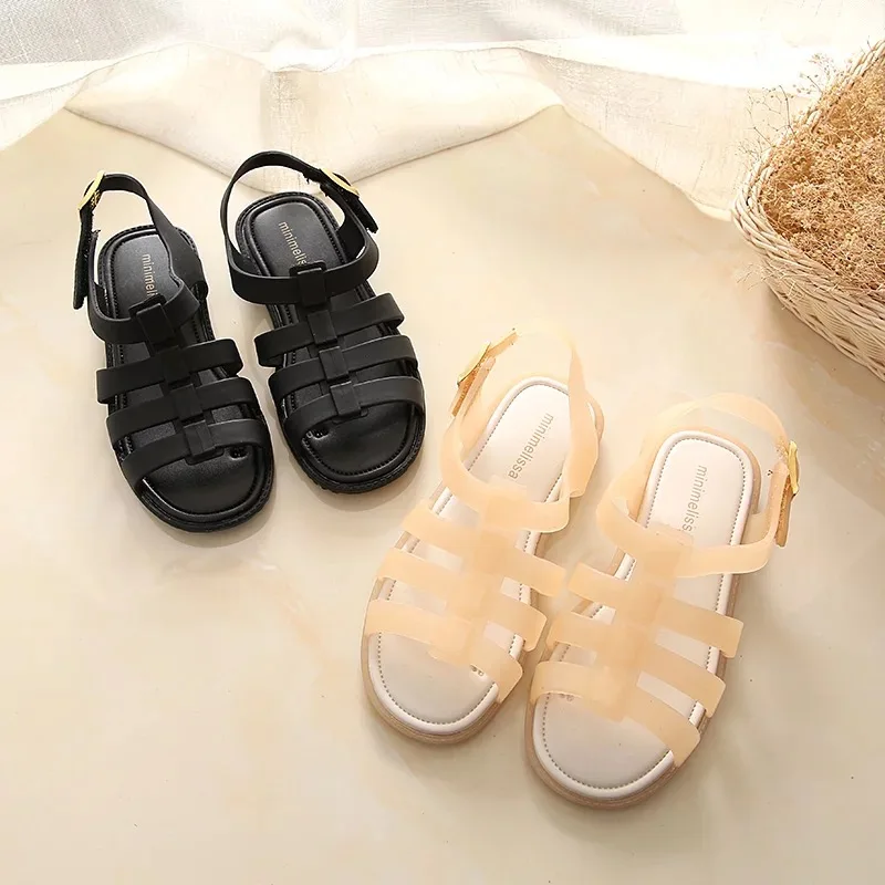 

Mini Melissa Roman Princes Big Girls Sandals Hollow Mini Melissa Jelly Sandals Breathable Melissa Kids Crystal Shoes 19.5cm-22cm