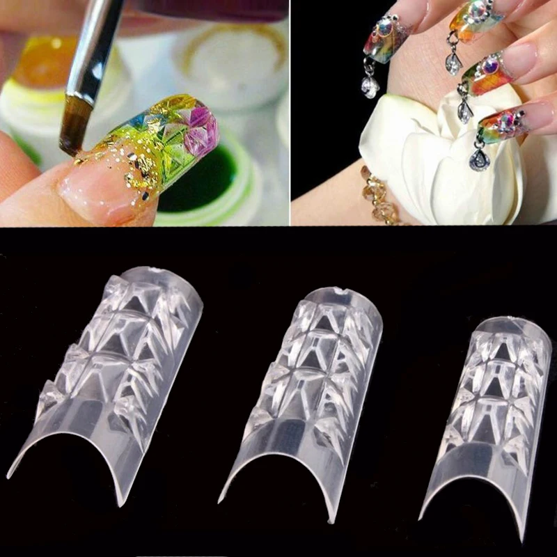 Высококачественные накладные ногти 500 шт Профессиональные французские накладные ногти стеклянная мозаика прозрачный акриловый УФ-гель длинный Unghie Finte Маникюрный Инструмент