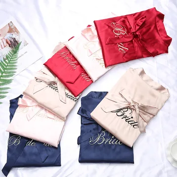 

Embroidery Rayon Robe Women's Pajamas Sexy Bathrobe Dressing Gowns For Women Bride Bridesmaid Wedding Robes Sexy Sleepwear