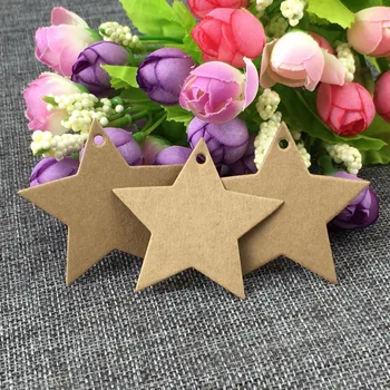 

400Pcs 5.2x5.2cm Star Kraft Paper Label Wedding Christmas Halloween Party Favor Price Gift Card Luggage Tags