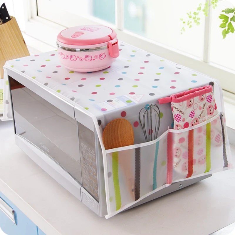

Microwave Oven Storage Dust Cover Waterproof and Oilproof with Double Pocket Translucent Printing Environmental Protection PEVA