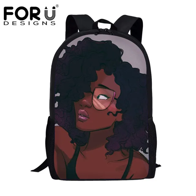 FORUDESIGNS/черный Для женщин Искусство в африканском стиле с принтом для девочек; школьные сумки для детей сумка рюкзак для детей 3 шт./компл. школьный Начальная школа сумка - Цвет: HMD1587C