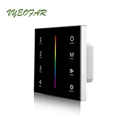 Led контроллер полосы пропускания RGB настенное крепление сенсорный Панель DMX master & 2,4 GHz RF Беспроводной двойной Функция 100 V-240 V 4 зоны RGB