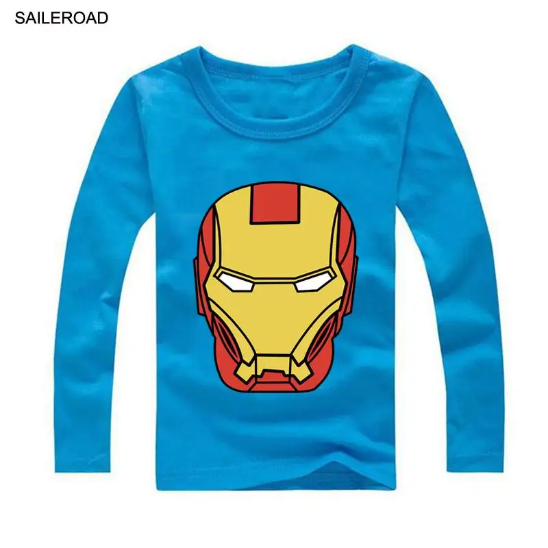 light blue SAILEROAD/Детские футболки с длинными рукавами и рисунком для детей от 2 до 13 лет хлопковые топы для мальчиков и девочек, футболки, Новая Осенняя детская одежда - Цвет: light blue