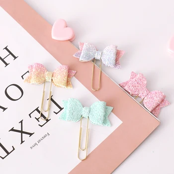 

4pcs/lot original creative bow-knot design paper clips kawaii student bookmark clips set Gradient Color Bow Photos binder clips