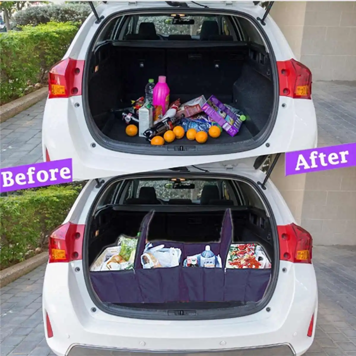 Складной багажник автомобиля для хранения багажника 4 сетки складной Органайзер Ткань Оксфорд+ алюминиевая фольга+ ПВХ темно-синий с 2 сумки-холодильники