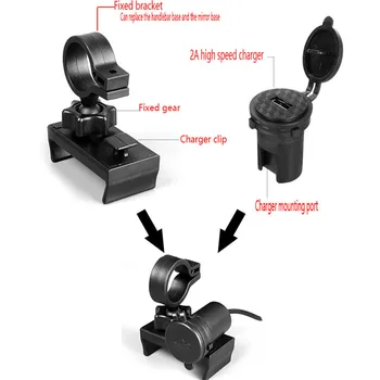 Universal 12V Motorcycle Cell Phone & GPS Mount Holder Grip Clamp with USB Charger 5V/2A For Electric Bicycle Scooter ATV