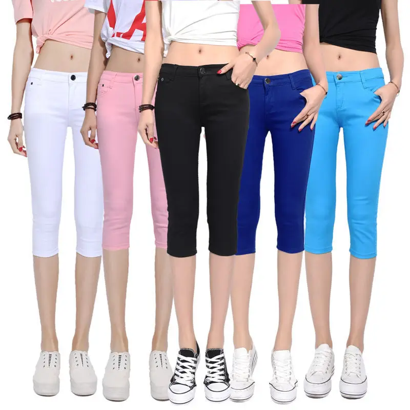 2019 Summer Women Casual Skinny Capris Jeans Trousers Female Stretch Mid Elastic Calf-Length Trousers Size Plus shorts Pants 2019 Summer Women Casual Skinny Capris Jeans Trousers Female Stretch Mid Elastic Calf-Length Trousers Size Plus shorts Pants