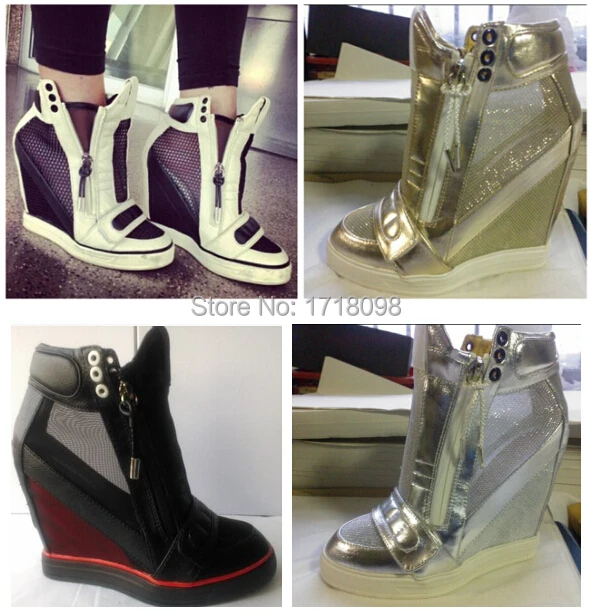 black high heel wedge sneakers