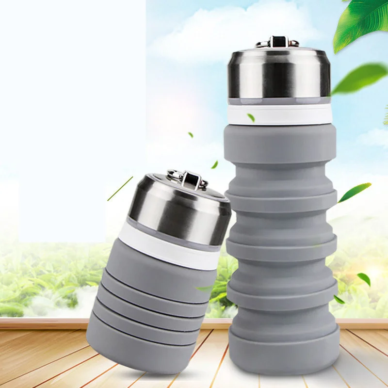 

400ML Foldable Drinking Cup with Lid BPA Free/Water/Coffee/Tea for Indoor and Outdoor Camp Cup