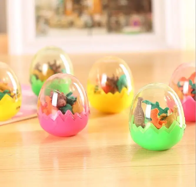 

24pcs/lot Novelty Dinosaur Egg Pencil Eraser Writing Mini Rubber Stationery Kids Birthday Festival Party Favor Takeaways Gifts