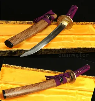 

21' DAMASCUS FOLDED STEEL CLAY TEMPERED EUNOKUBI-ZUKUR JAPANESE SWORD TANTO