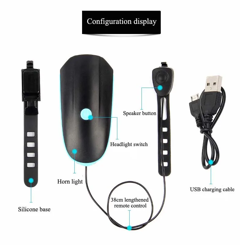 Excellent Sireck Bike Light Waterproof Bicycle Head LED Flashlight With Bell Multifunction Cycle Lamp MTB Cycling Light Bike Accessories 3