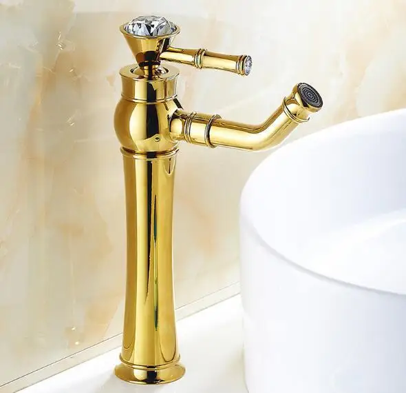 

High quality Fahion Modern Gold Faucet bathroom cold and hot water faucets bathroom tall sink faucet bath taps mixer