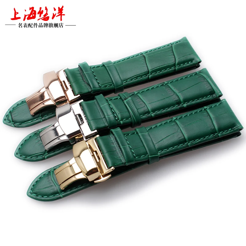 

Genuine Leather Watchband With Butterfly Buckle Bands Croco Grain Bracelet for Watch sized in 16 18 20 21 22mm