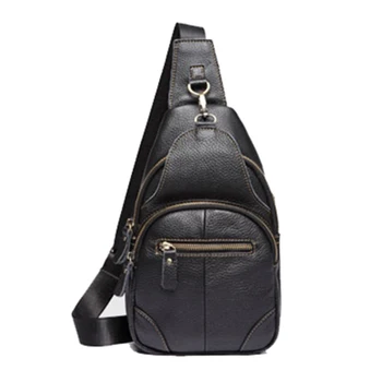 

Genuine Leather Men Messenger Bag Fashion Cowhide Leather Mens Crossbody Bag Chest Pack Shoulder Bag Male Travel black handbags