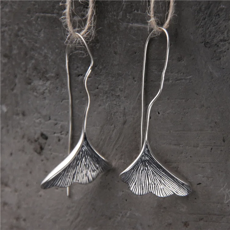 2018 New Arrival Earings Fashion Jewelry S925 Pure Art Leaf Earrings Thai Restoring Ancient Ways Do Old Long Allergy | Украшения и