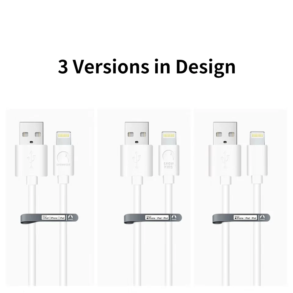 Snowkids Cable 2 unids/lote para iPhone X Xs X XR XsMax 8 7 6 5 cargador de sincronización de datos de Cable para rayo a USB Compatible con iOS12
