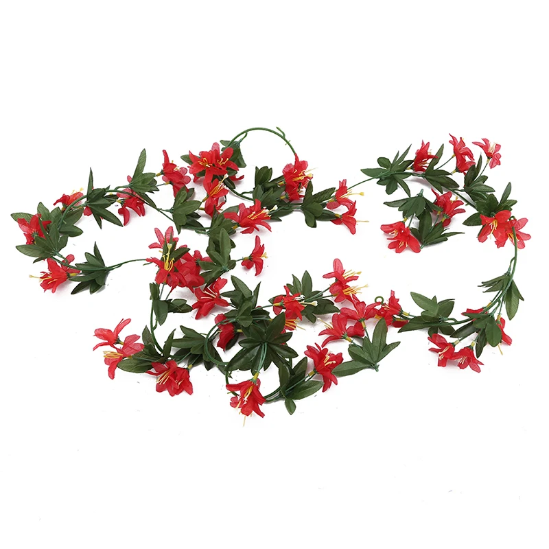 Artificial Flower Rattan Hanging Lily Ivy Vine With Green Leaves Home Decoration Fake Leaf Hanging Garland Artificial Flowers
