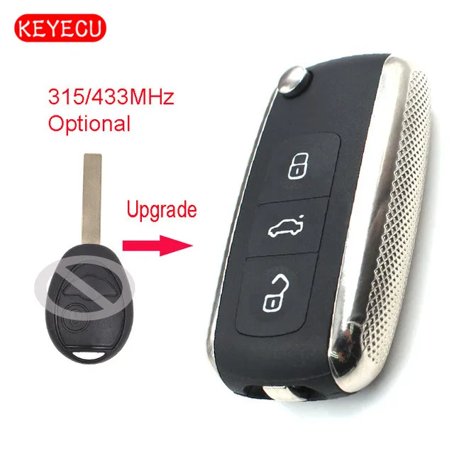 

Keyecu Upgraded Flip Remote Car Key Fob 315/433MHz Optional ID73 for BMW Mini Copper R50 R53 2002-2005