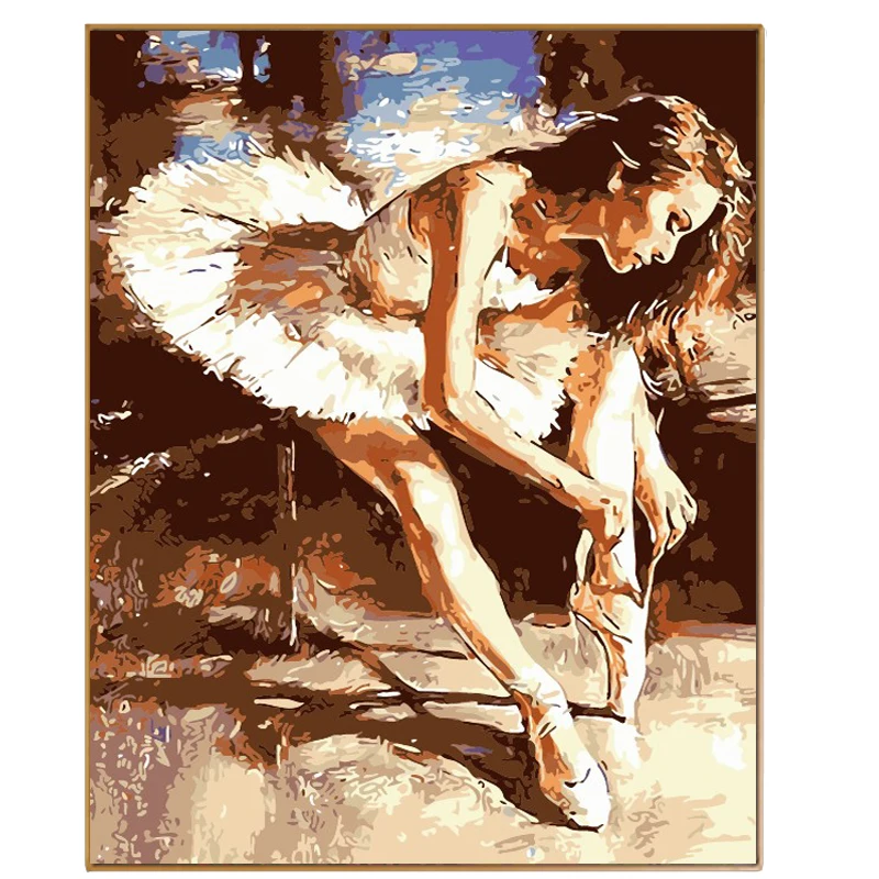 

PHKV Abstract Picture Elegant Ballerina Girl Hand Painted Olis Painting By Numbers Diy Drawing On Canvas Digital Coloring Gifts