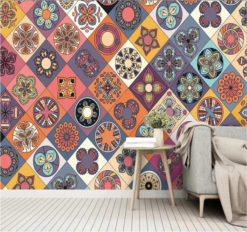 Custom 3d Wallpaper Geometric Mosaic Mosaic Art Deco Bar Sofa Background Wall Painting High Quality Material Waterproof Wallpapers Aliexpress