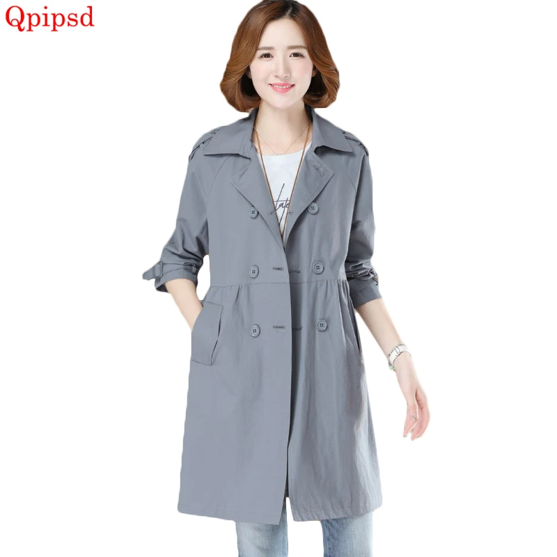

Female Double-breasted Long Windbreakers Spring Autumn Women Trench Coats Womens clothing Loose Large size Coat Ms Overcoat Tops