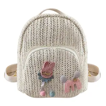 

Fashion Casual Cute Cartoon Decor Backpacks 2019 Summer Women Leisure Straw Shoulder School Travel Bags Girl Knapsack mochila