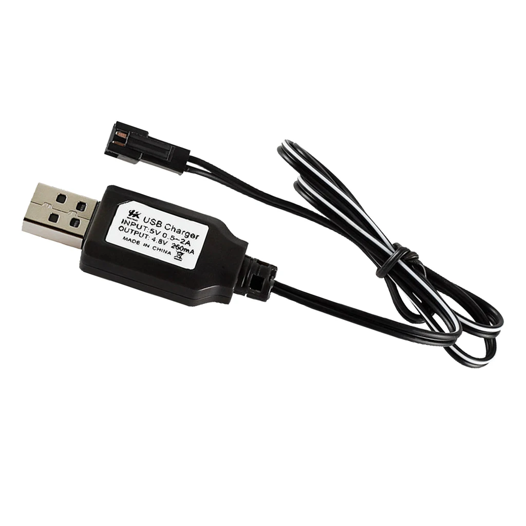 80 cm 4.8 V Black ABS + Metal USB Charging Cable 250 mA SM Connector Plug for RC Model Battery