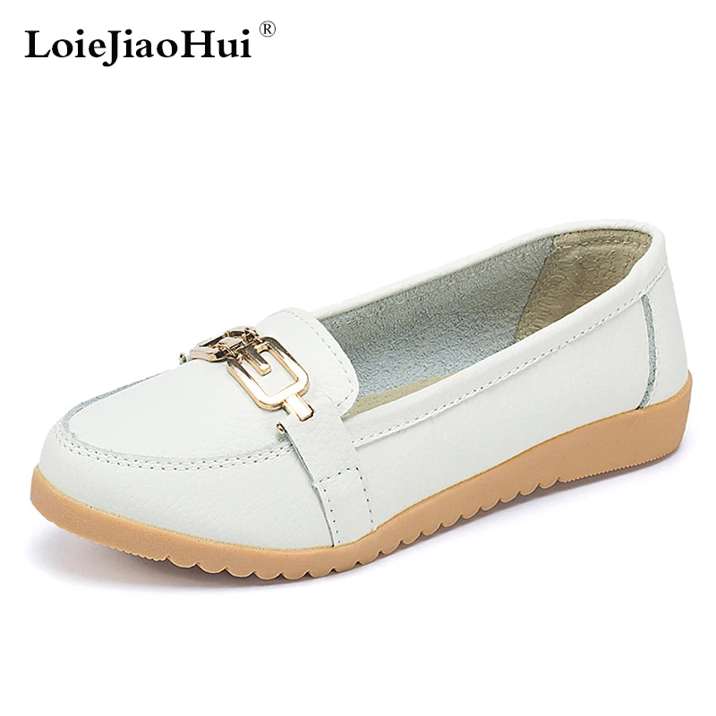 

2019 New Fashion Women Genuine Leather Loafers Luxury Brand Breathable Casual Flats Shoes Women's Slip-On Moccasins Lazy Shoes
