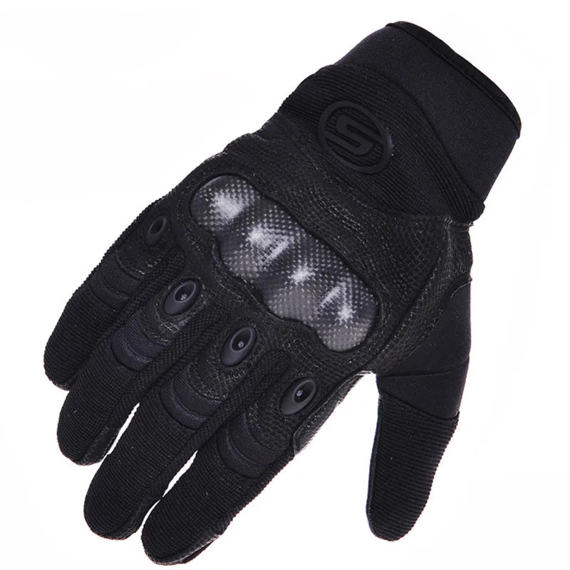Тактические перчатки Seibertron, мужские перчатки из овчины с полным пальцем, спортивные рабочие перчатки для охоты, мотоцикла, велоспорта, альпинизма - Цвет: Black