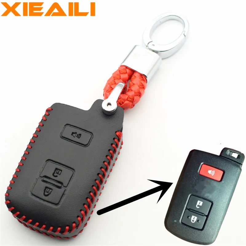 XIEAILI натуральная кожа 3 кнопки Smart Key Fob чехол для Toyota Avalon/Camry Highlander/RAV4 H162