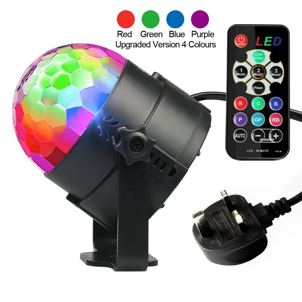 

4 colors of RGBP party lights from InnooLight, remote music activated DJ lighting magic rotation LED stage lighting for birthday