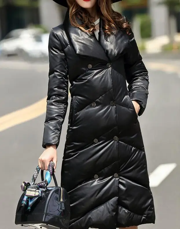 Новая мода Большой воротник Толстое Зимнее женское пуховое пальто толстое теплое зимнее пуховое пальто длинное 90% пуховое пальто размера плюс женское пальто