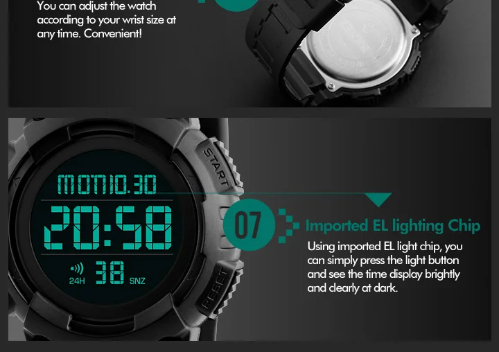 Luxury Sport Digital Watch 50m Waterproof LED Military Watch Men Fashion Electronics Student Wristwatches SKMEI Clock mens diving watches