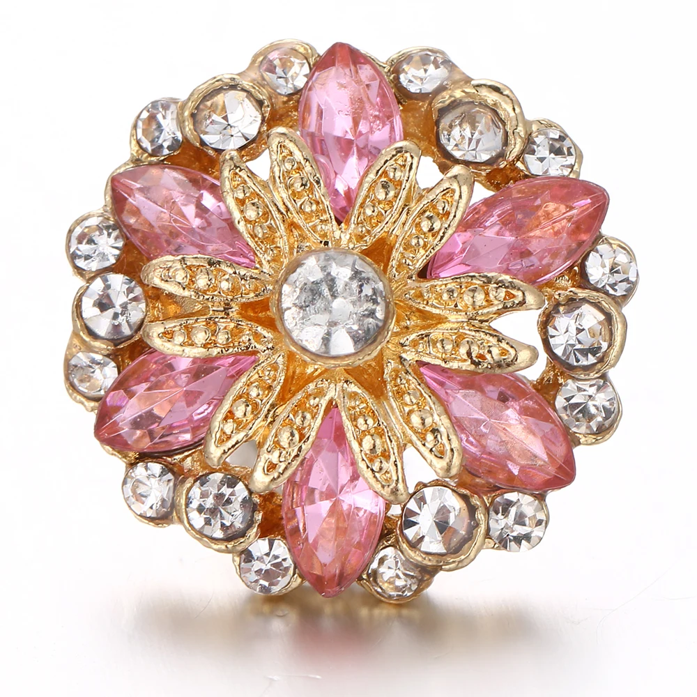 New flower Snap Buttons Jewelry Vintage fashion rhinestone crystal 18mm Button DIY Charm Fit Bracelet Bangles SB051 | Украшения и