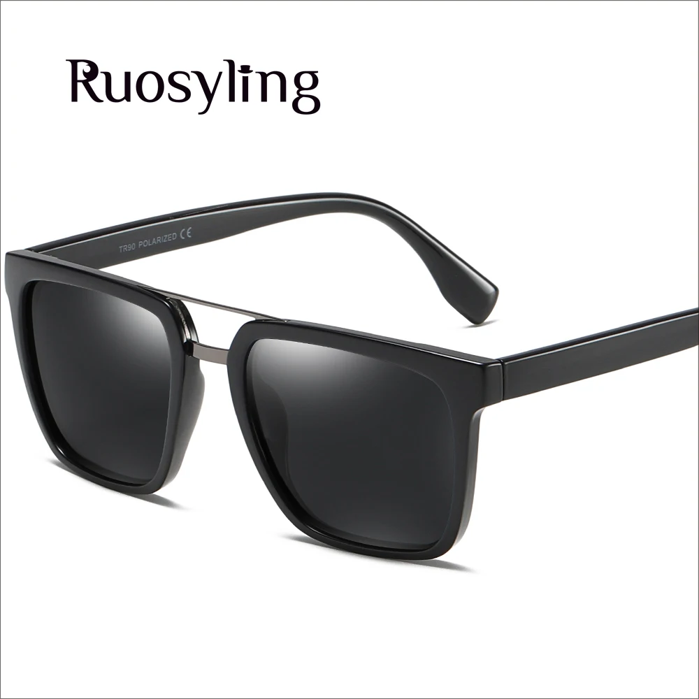 Ruosyling UV400 Мужские Солнцезащитные очки поляризованные матовые черные темные