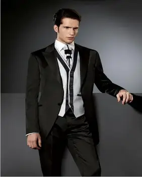 

2016 Hot Sales Black Men Suits With Mix And Macth Vest Elegant Bridegroom Wedding Suits Formal Prom Suits(Jacket+Pants+Vest+Tie)