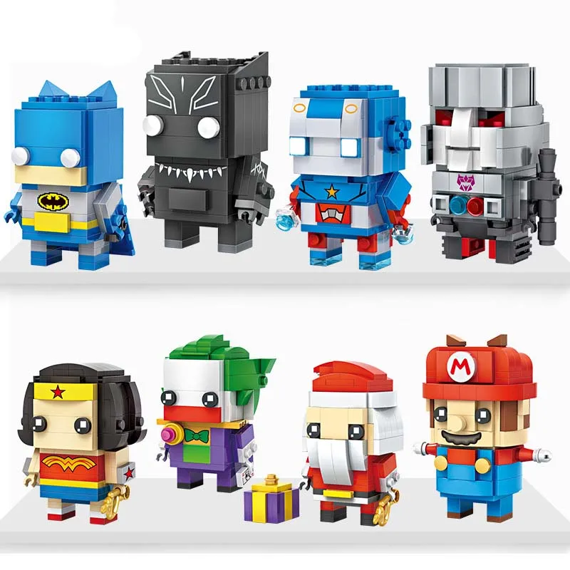 

Blocks Super Heroes Building Blocks Set Wonder Woman Superman Captain America Batman Joker Deadpool Brick Heads Figure Toys