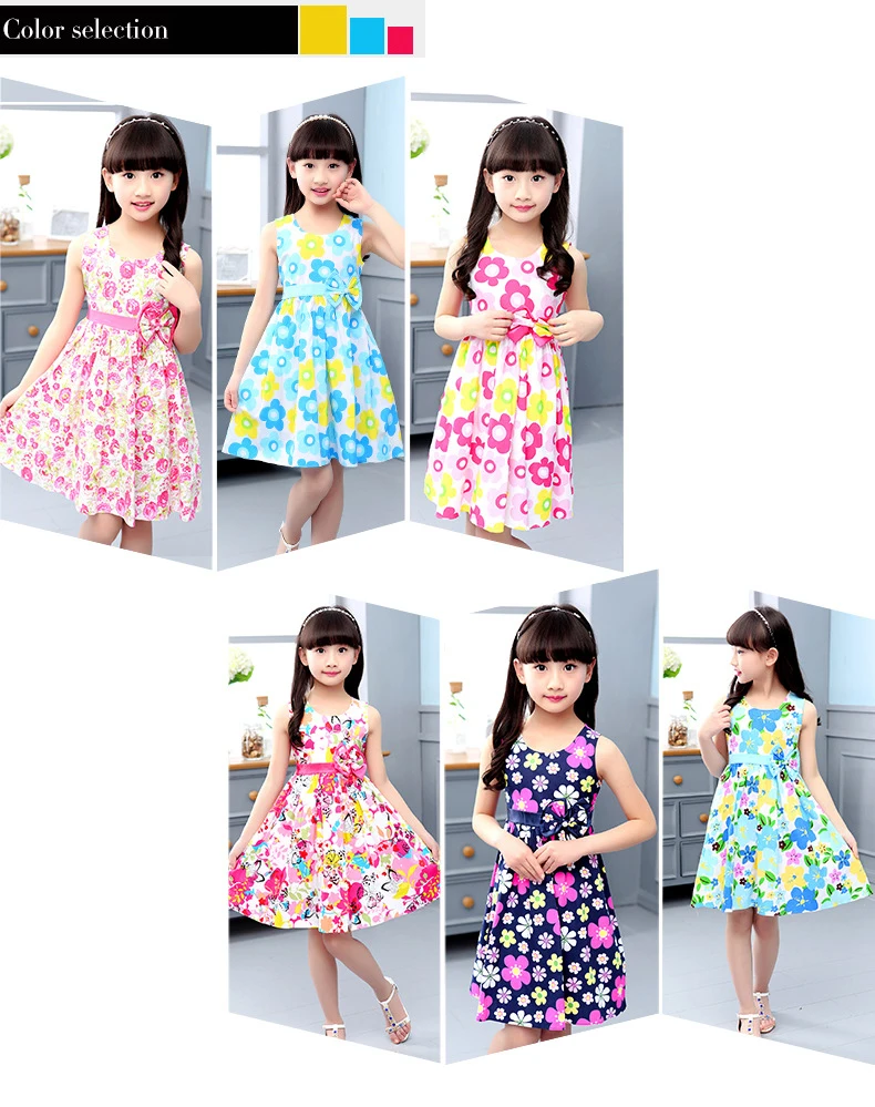 Children's Dress Girls Baby Summer Bohemian style Toddler Girls Sleeveless printed Dresses princess Holiday dress for 5-14Y kids clothing (5)
