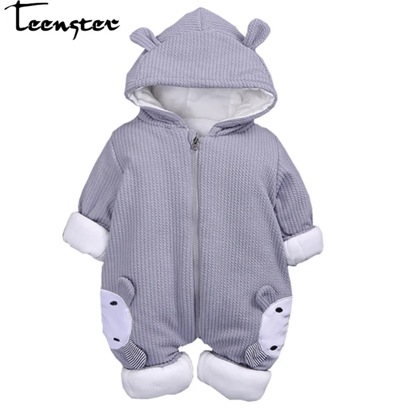 

Baby Girl Boy Clothes New Born Winter Rompers with Deer Ear Christmas Embroidery Cotton Hoodies Newborn 6 9 12 18 M