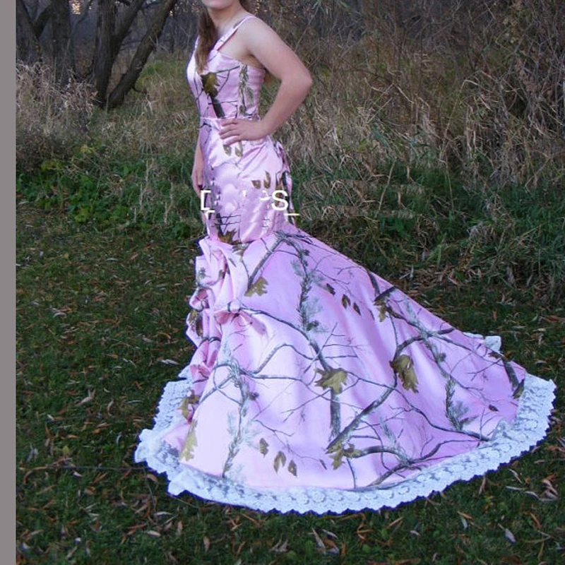 Straps Realtree Camouflage Gowns Pink Camo Wedding Dresses 2017